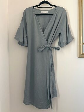 Love And Confuse Mary 100% Linen Wrap Dress M